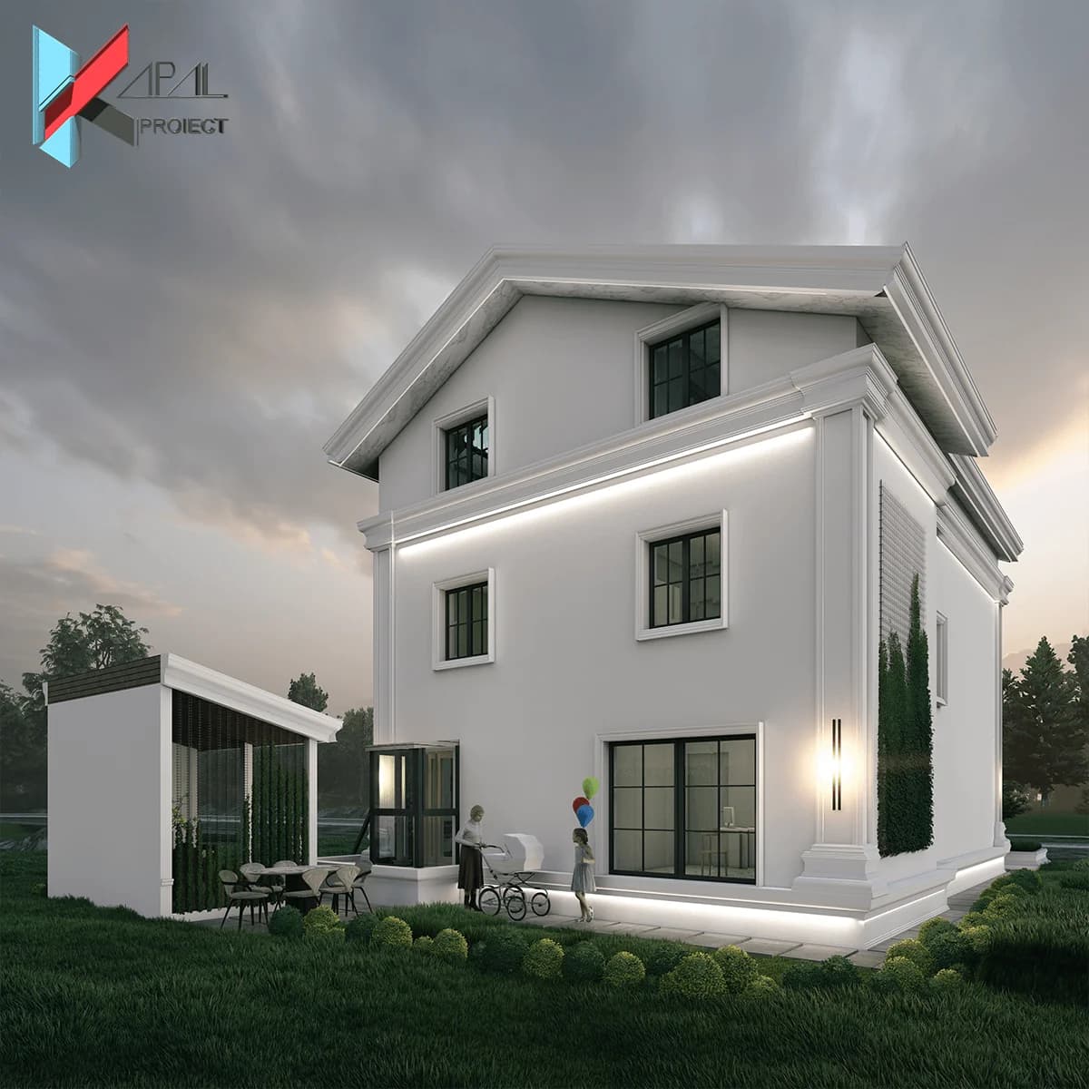 Proiect case clasic K164 Locuinta individuala P+1E+M Constanta - detaliu fatada Kapal Proiect