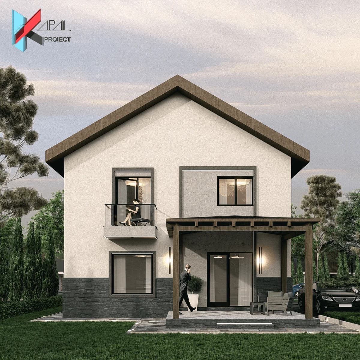 Proiect case modern K165 Locuinta unifamiliala P+1E Constanta - vedere laterala Kapal Proiect