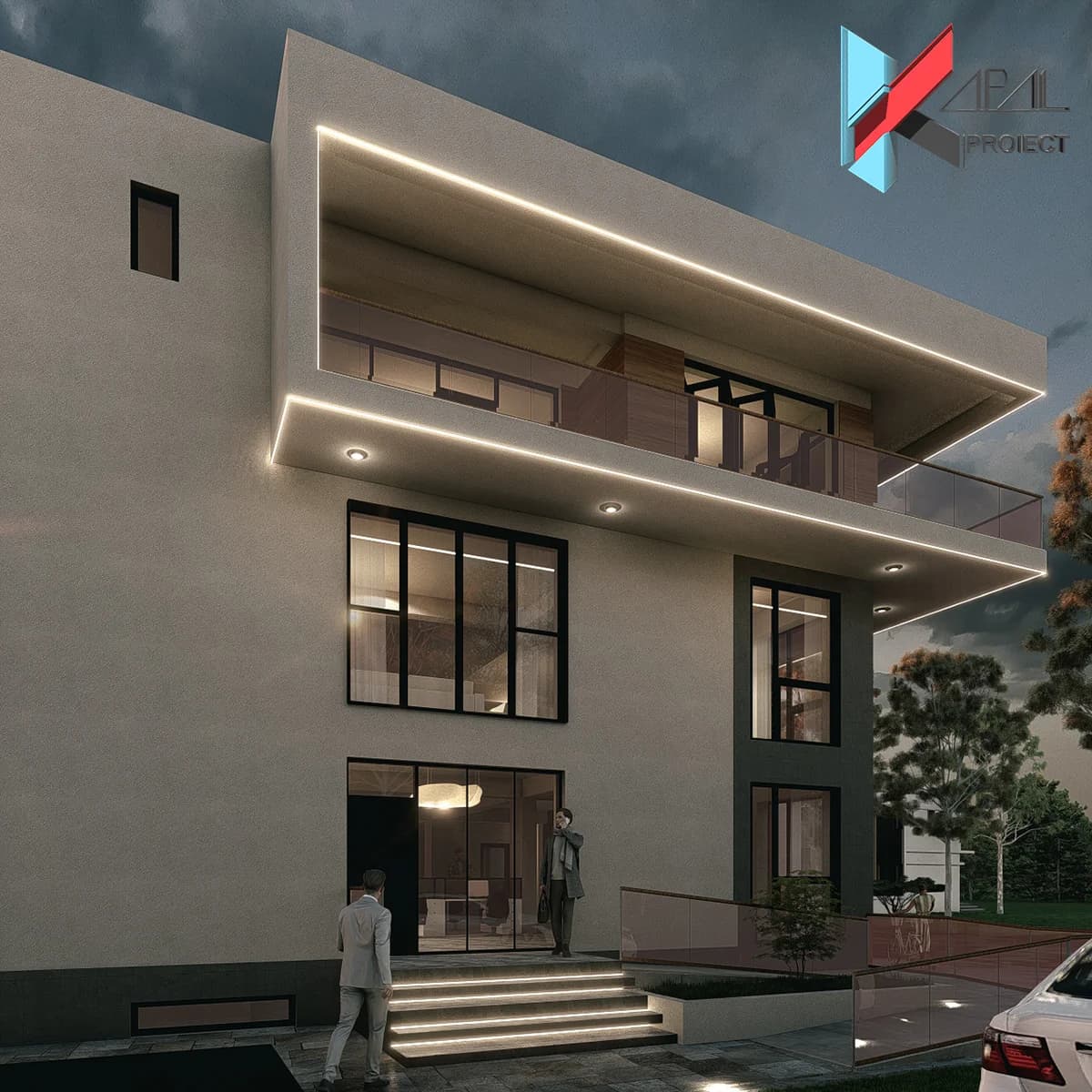 Proiect case modern K149 Locuinta unifamiliala P+2E cu sedii firme la parter Constanta - perspectiva exterioara Kapal Proiect