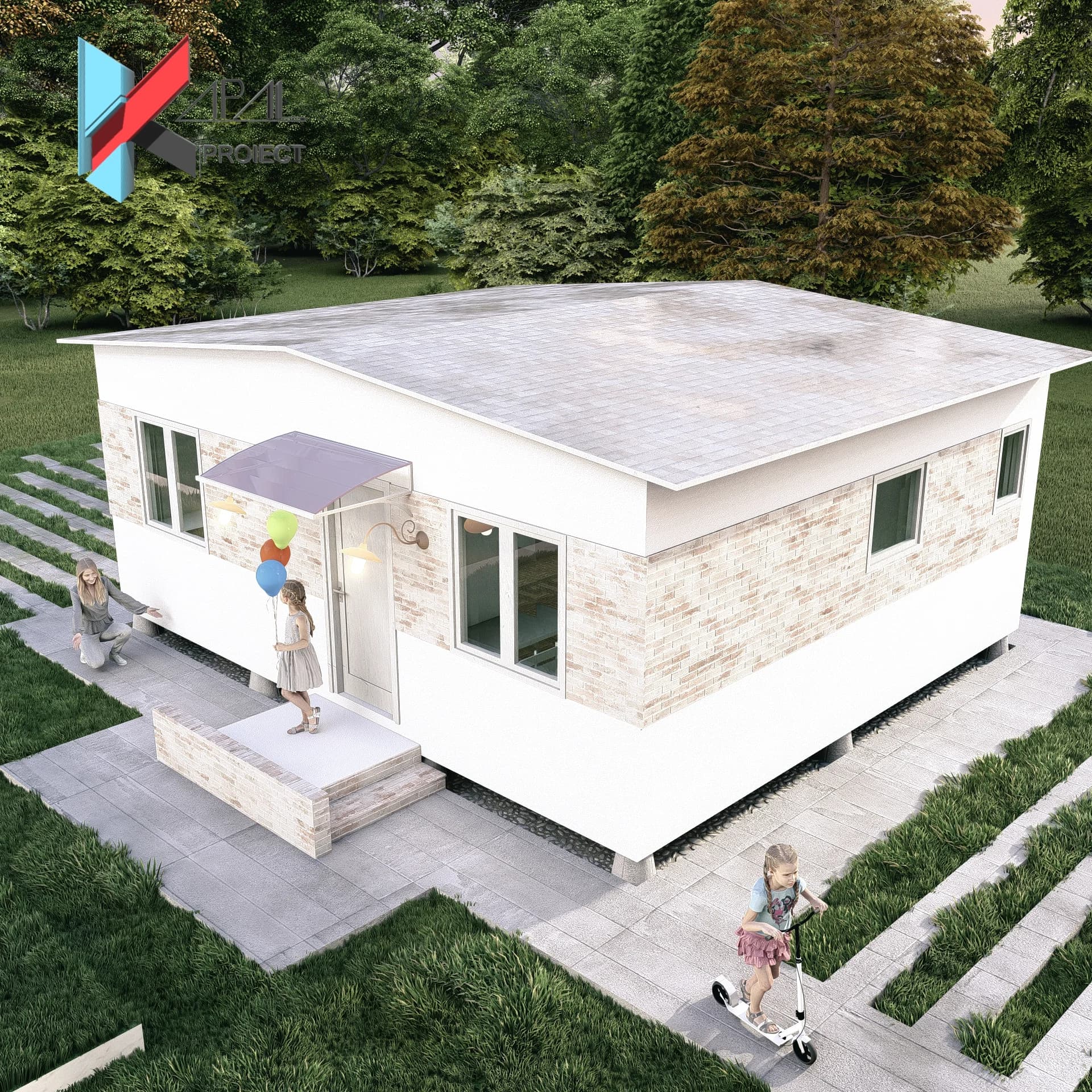 Proiect case modern K167 Locuinta unifamiliala Parter Constanta - detaliu fatada Kapal Proiect