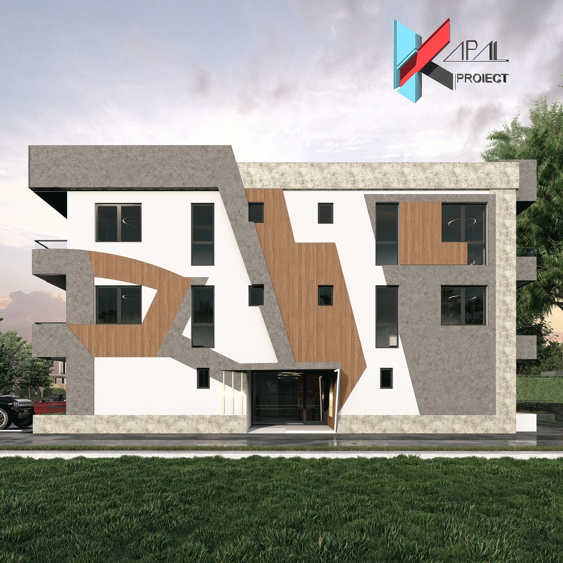 Proiect blocuri modern K174 Apartamente de inchiriat S+P+2E Constanta - vedere laterala Kapal Proiect