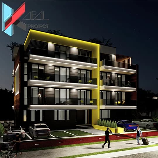 Proiect case modern K007 Casa de vacanta P+2E+3E retras - fatada principala Kapal Proiect