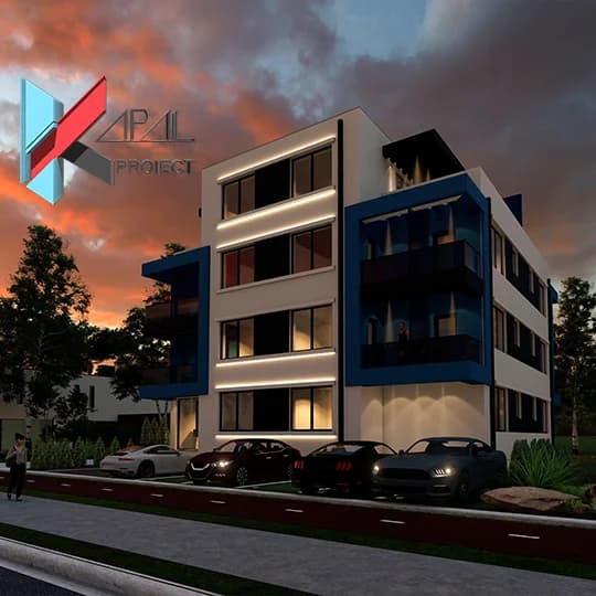 Proiect alte modern K008 Pensiune turistica la mare S+P+3E - fatada principala Kapal Proiect