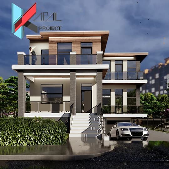 Proiect case modern K013 Locuinta unifamiliala S+P+1E Constanta - fatada principala Kapal Proiect