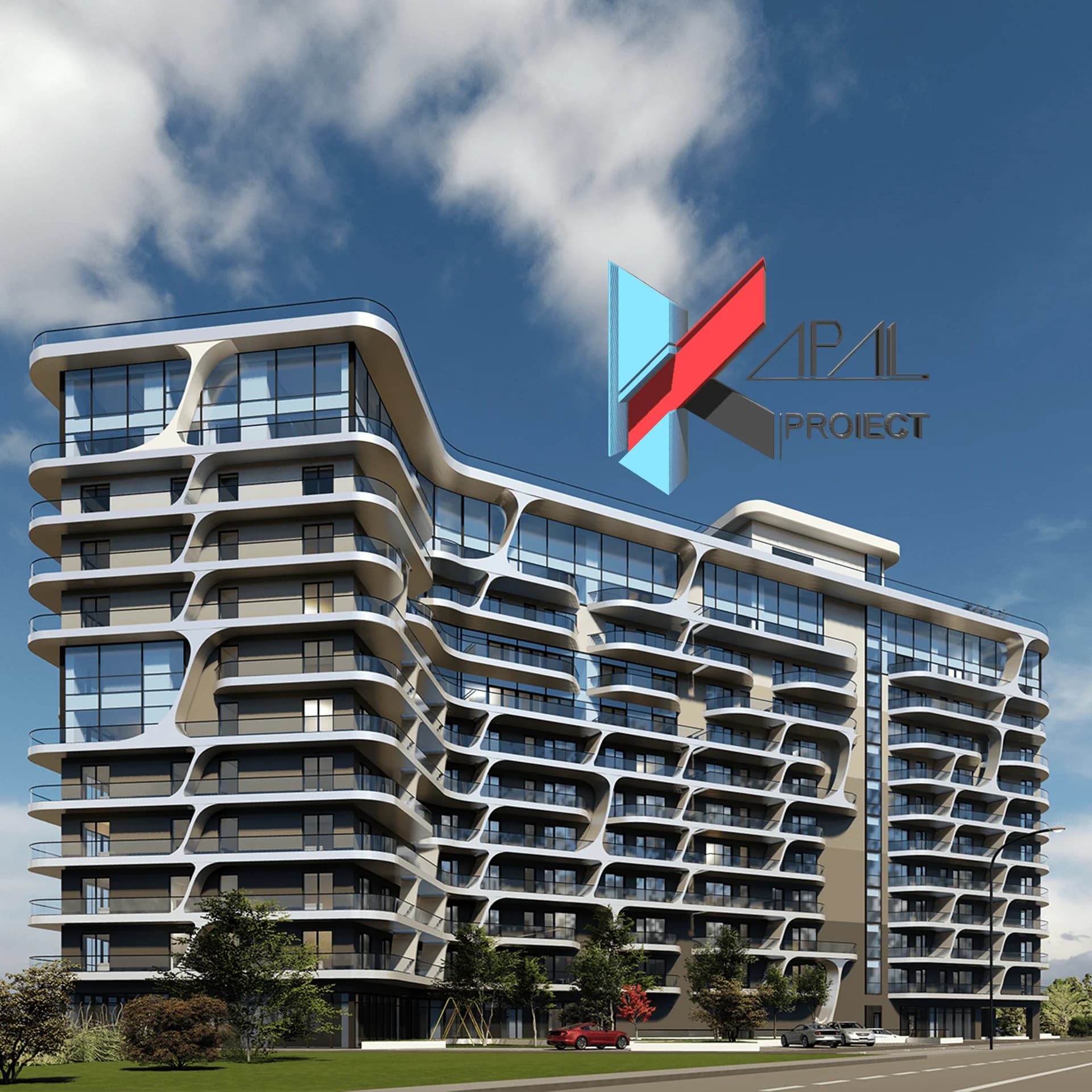 Proiect blocuri modern K021 Locuinte sezoniere S+P+10E+S.T. Constanta - perspectiva exterioara Kapal Proiect