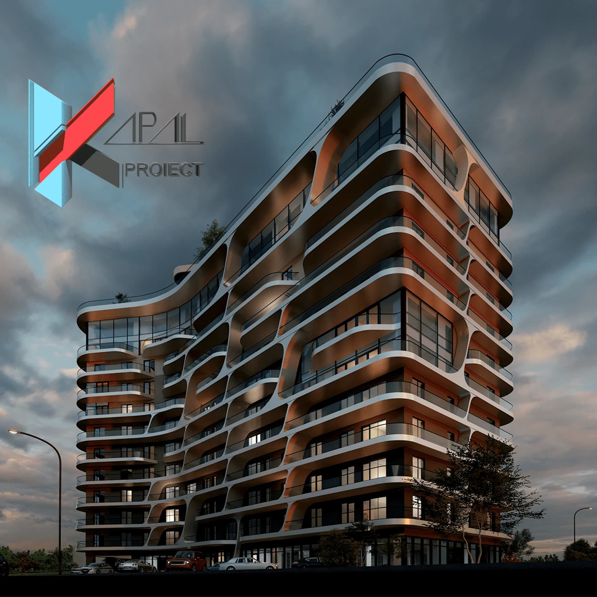Proiect blocuri modern K021 Locuinte sezoniere S+P+10E+S.T. Constanta - fatada principala Kapal Proiect