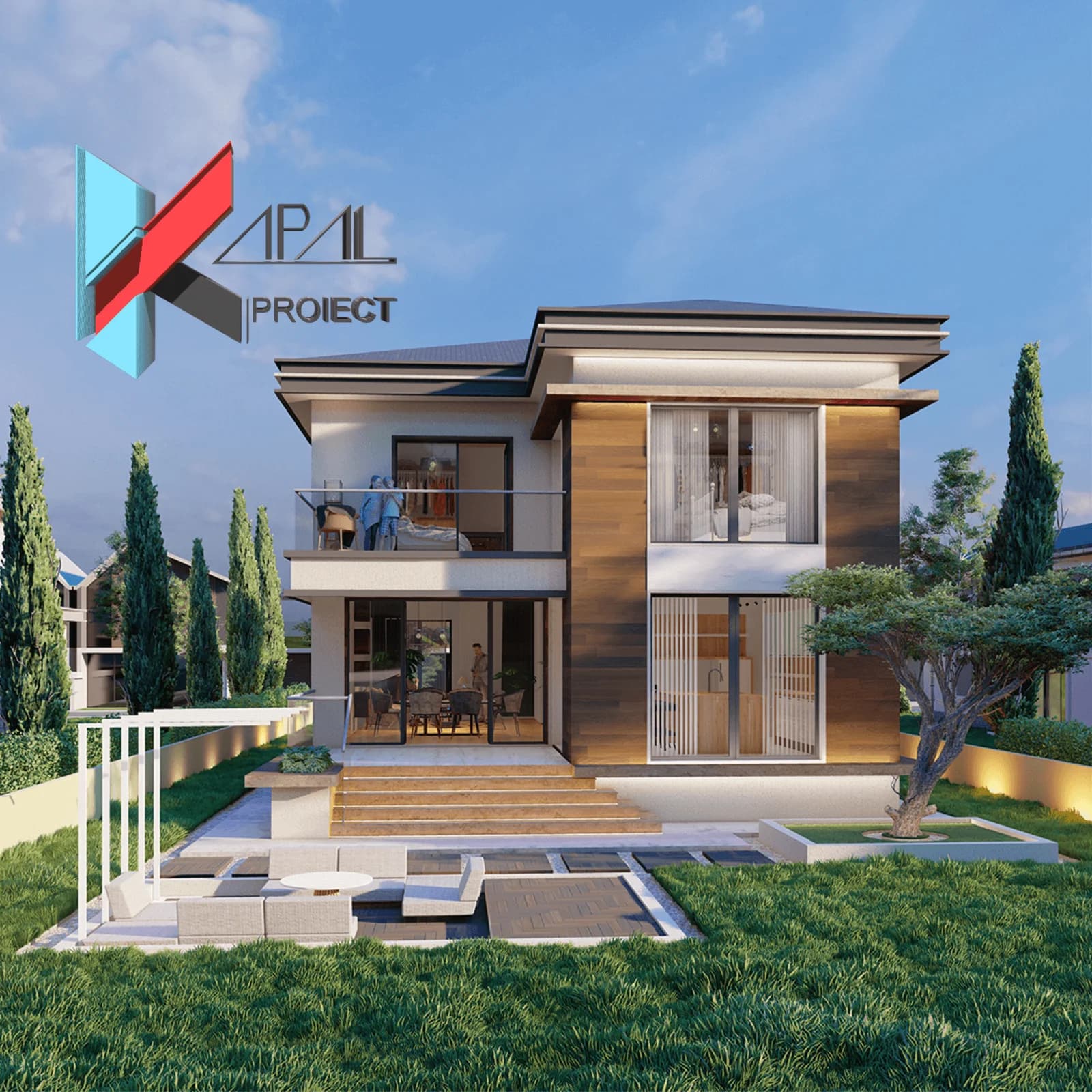 Proiect case modern K023 Locuinta unifamiliala S+P+1E Constanta - detaliu fatada Kapal Proiect