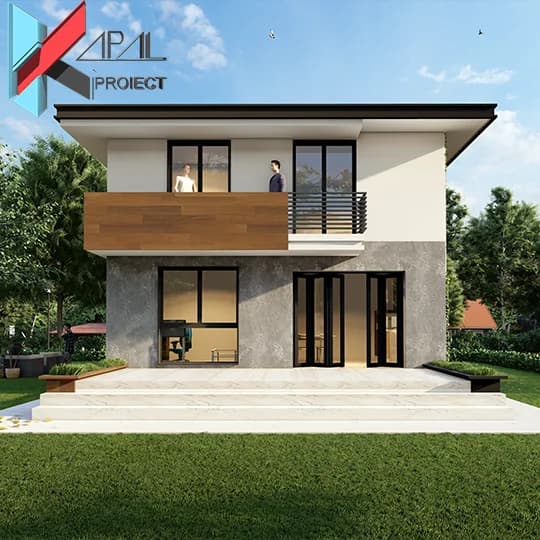 Proiect case modern K025 Locuinta unifamiliala S+P+1E Constanta - detaliu fatada Kapal Proiect