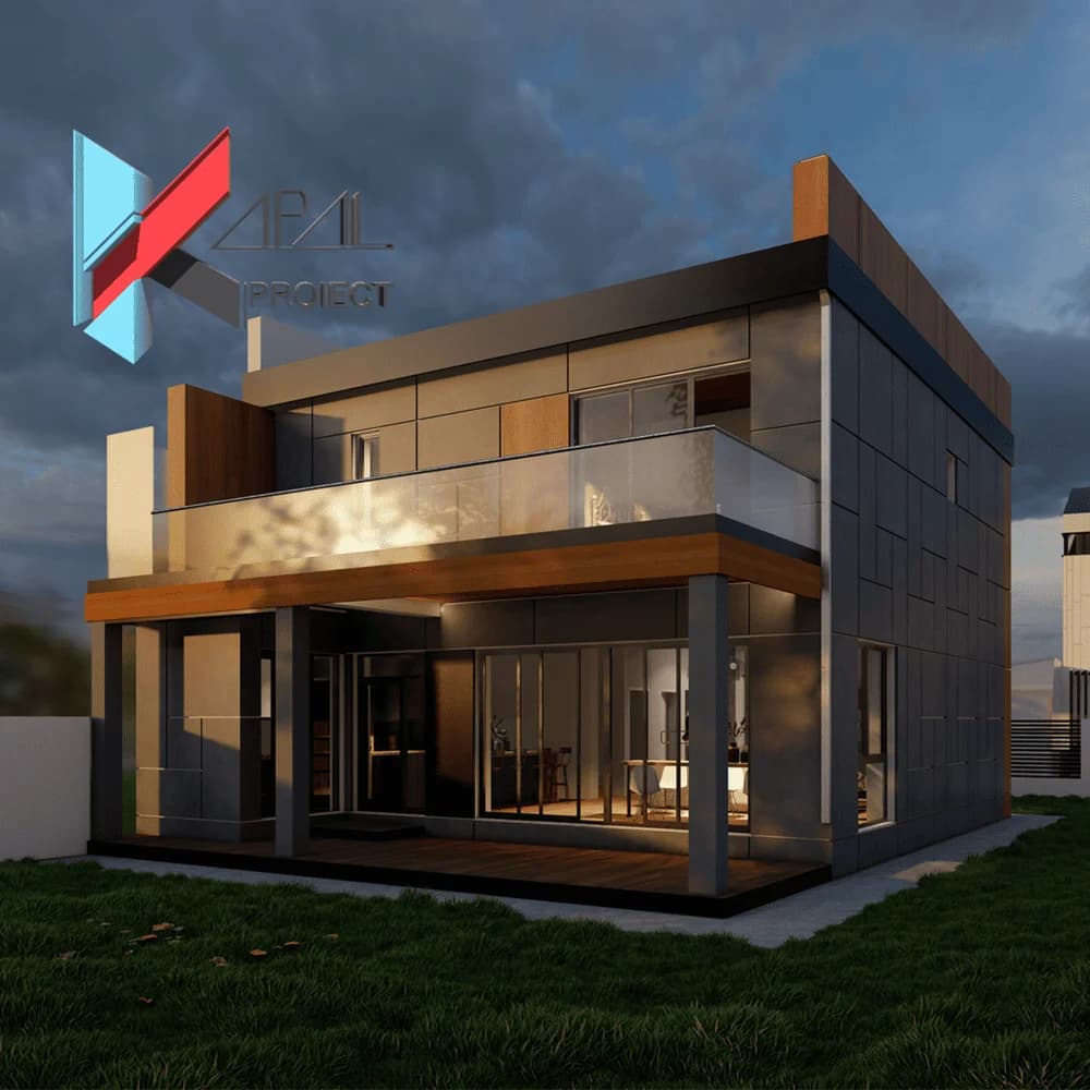 Proiect case modern K026 Locuinta unifamiliala S+P+1E Constanta - detaliu fatada Kapal Proiect