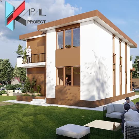 Proiect case modern K029 Locuinta unifamiliala P+1E Constanta - vedere laterala Kapal Proiect