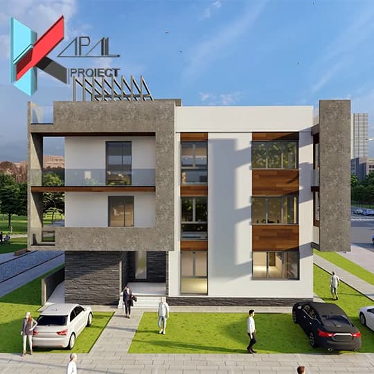 Proiect blocuri modern K049 Locuinte colective P+2E - fatada principala Kapal Proiect