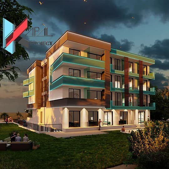 Proiect alte modern K051 Hotel S+P+3E - fatada principala Kapal Proiect