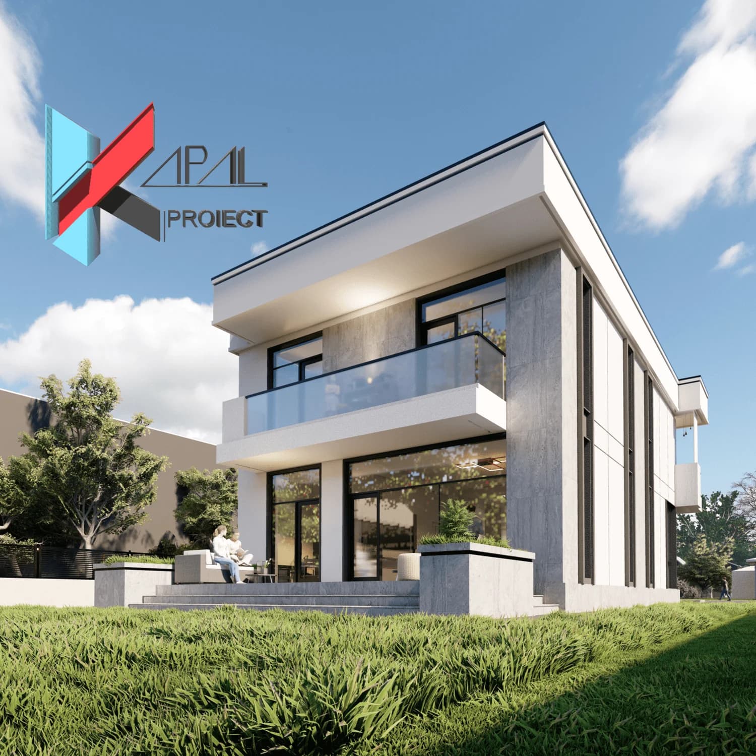 Proiect case modern K069 Locuinta unifamiliala P+1E - fatada principala Kapal Proiect