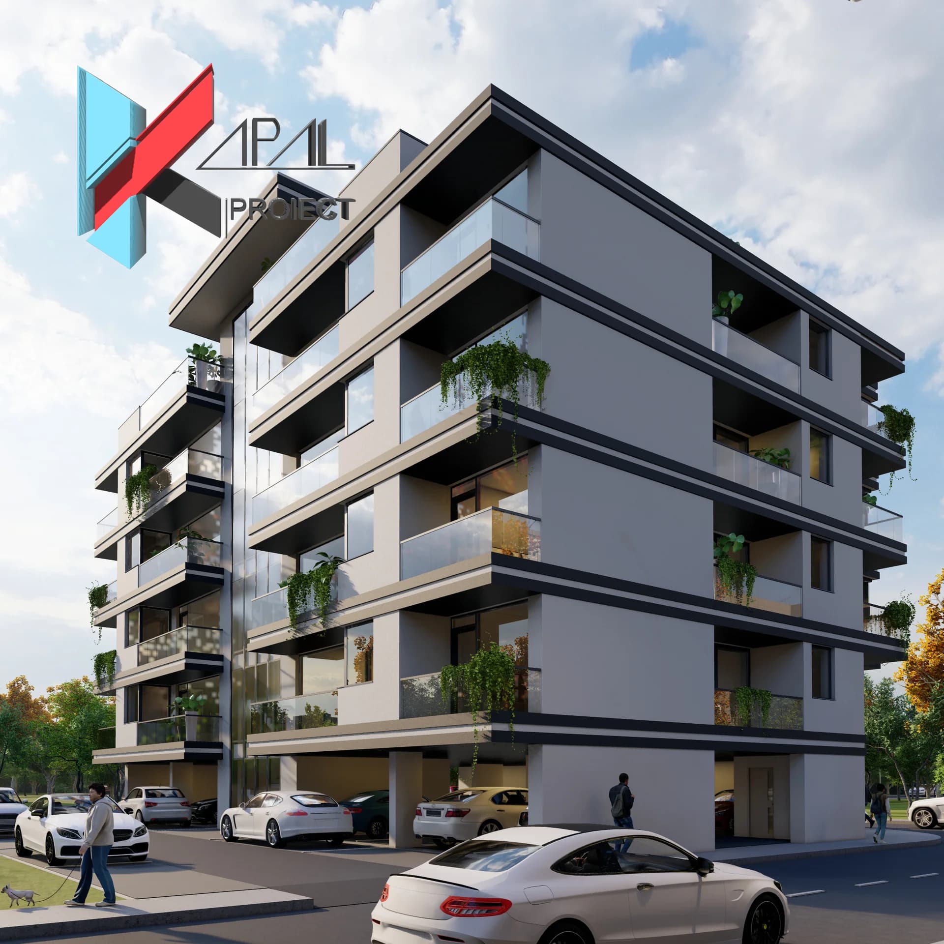 Proiect blocuri modern K077 Locuinte colective P+4E Constanta - detaliu fatada Kapal Proiect