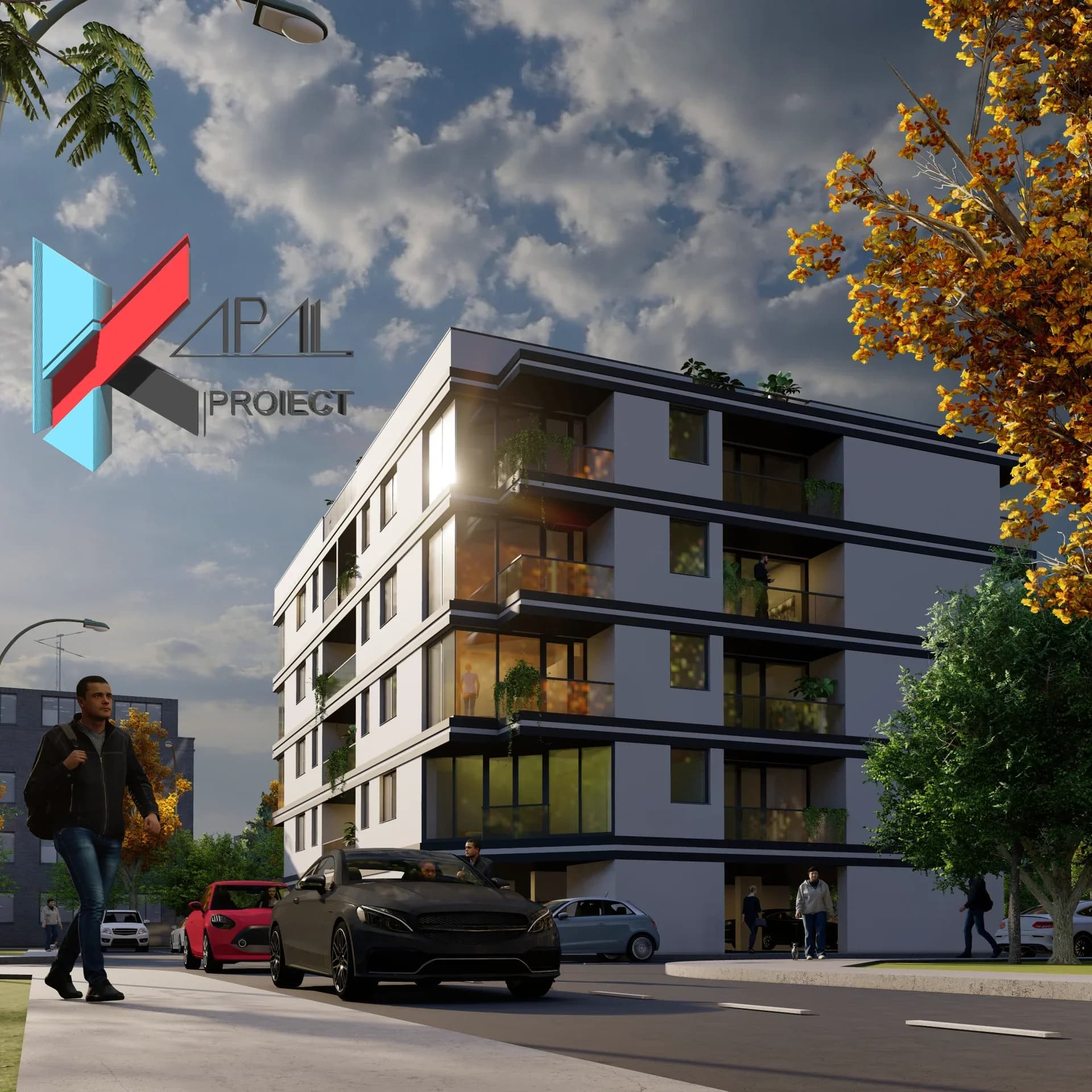Proiect blocuri modern K077 Locuinte colective P+4E Constanta - perspectiva exterioara Kapal Proiect