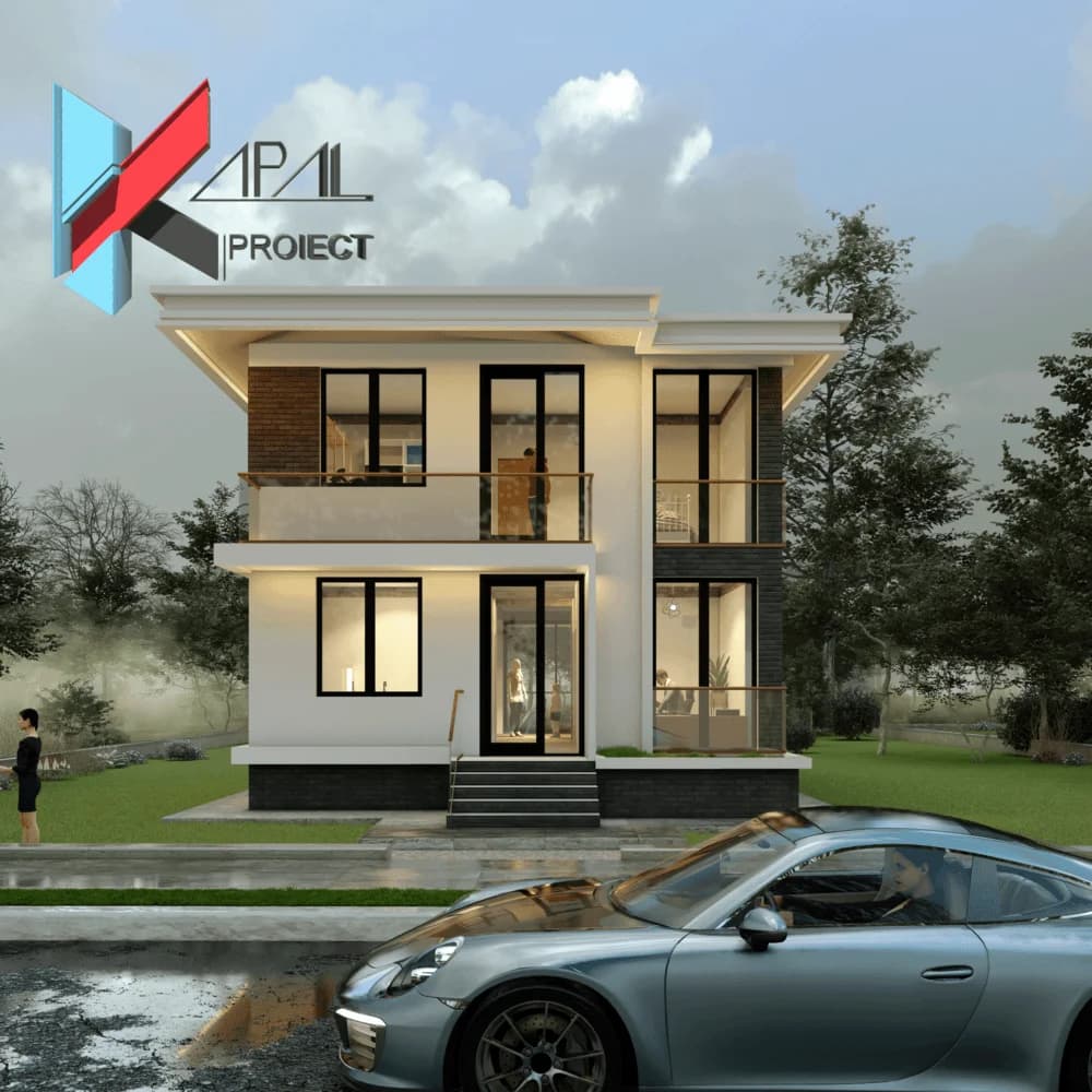 Proiect case modern K079 1 Locuinta unifamiliala P+1E Constanta - fatada principala Kapal Proiect