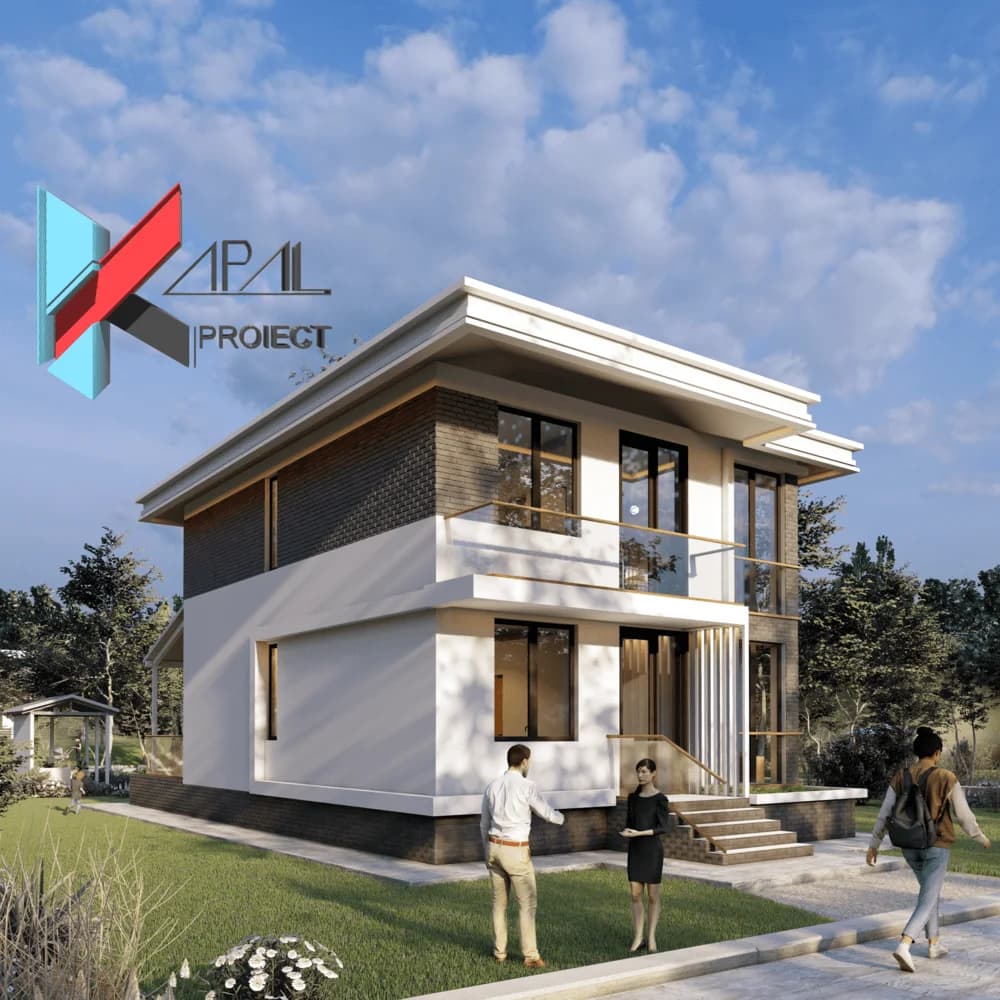 Proiect case modern K079 1 Locuinta unifamiliala P+1E Constanta - detaliu fatada Kapal Proiect