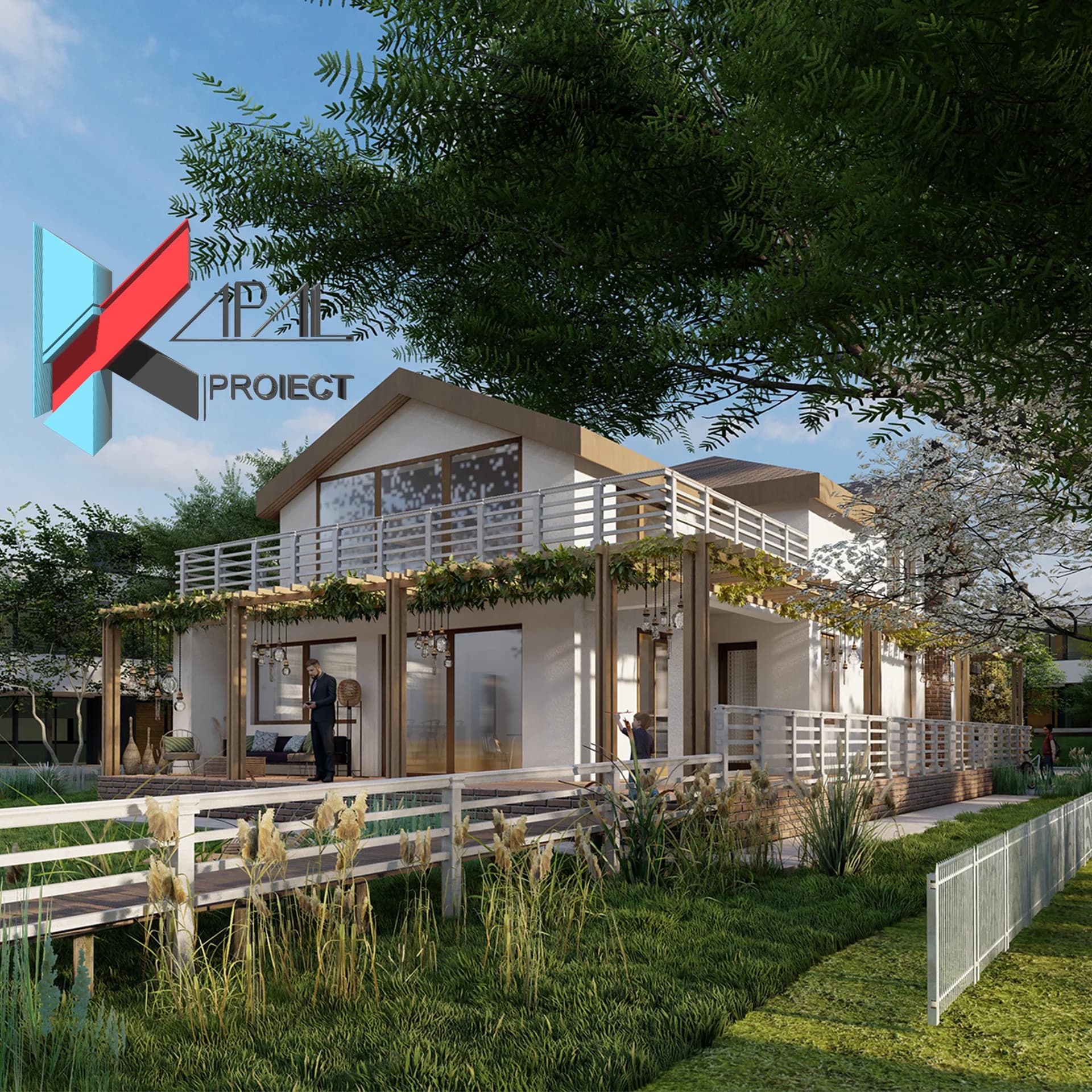 Proiect case modern K082 Locuinta unifamiliala P+M Constanta - detaliu fatada Kapal Proiect