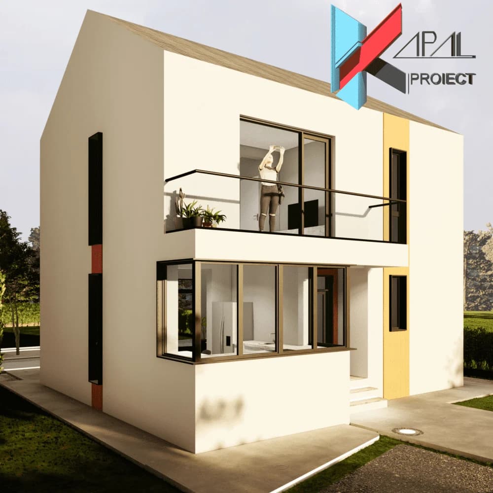 Proiect case modern K089 Locuinta unifamiliala P+1E Constanta - detaliu fatada Kapal Proiect