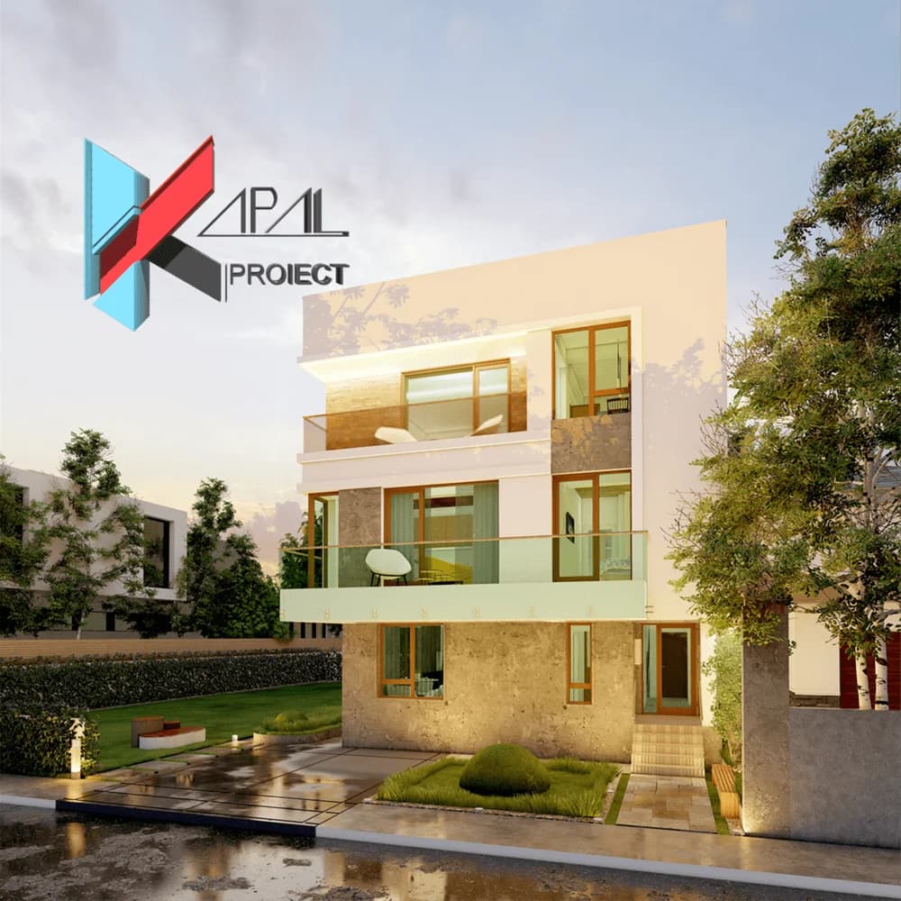 Proiect blocuri modern K095 Locuinte colective S+P+2E - fatada principala Kapal Proiect