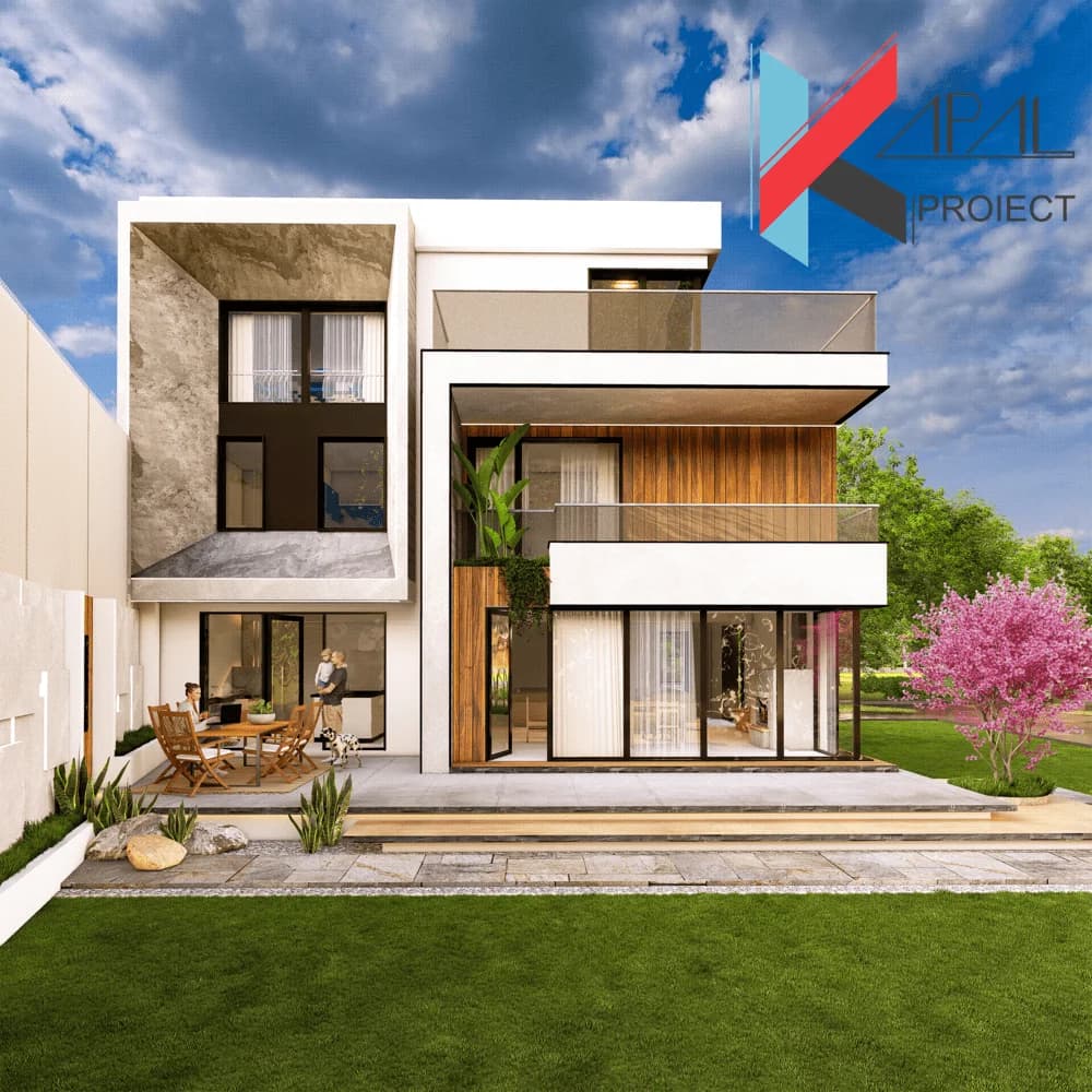 Proiect case modern K105 Locuinta unifamiliala P+2E - fatada principala Kapal Proiect