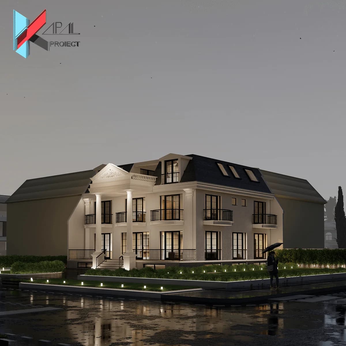 Proiect case clasic K110 Locuinta unifamiliala S+P+1E+M Constanta - perspectiva exterioara Kapal Proiect