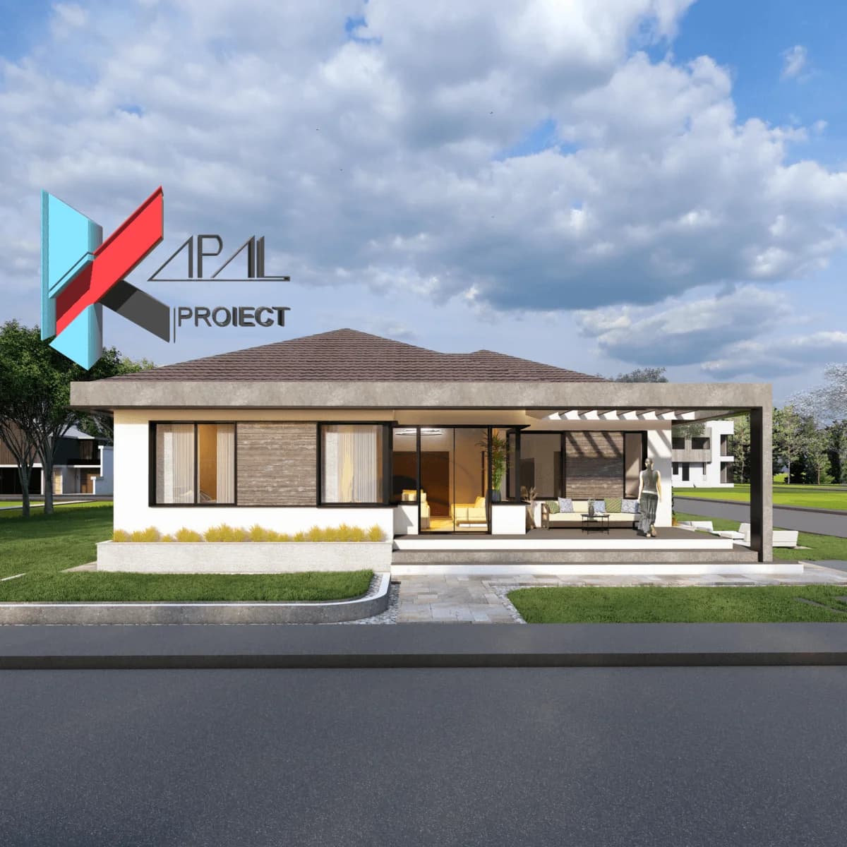 Proiect case modern K112 Locuinta unifamiliala P Constanta - vedere spate Kapal Proiect