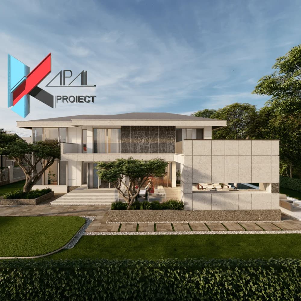 Proiect case modern K113 Locuinta unifamiliala S+P+1E - fatada principala Kapal Proiect