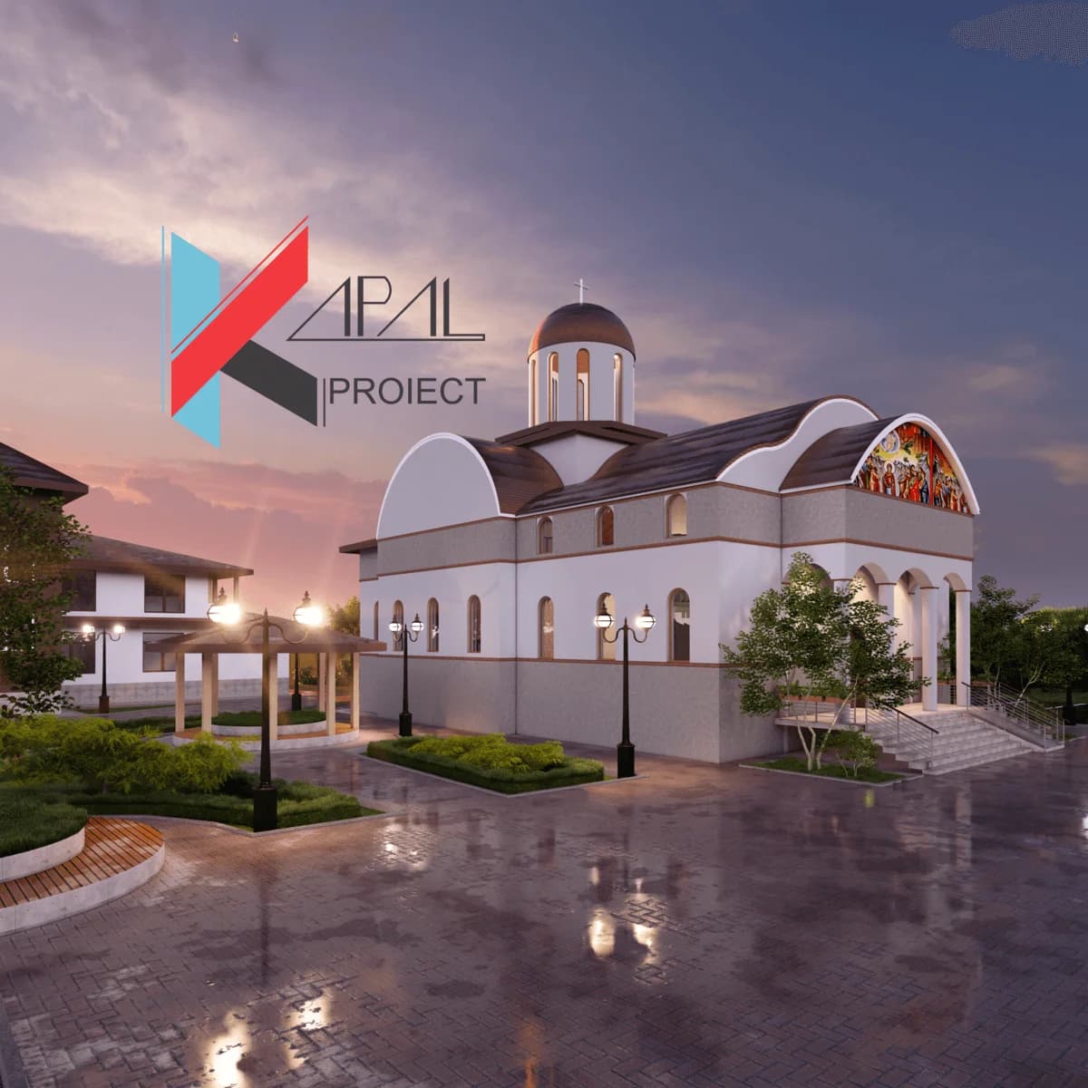 Proiect culte clasic K118 Biserica ortodoxa P+1E - fatada principala Kapal Proiect