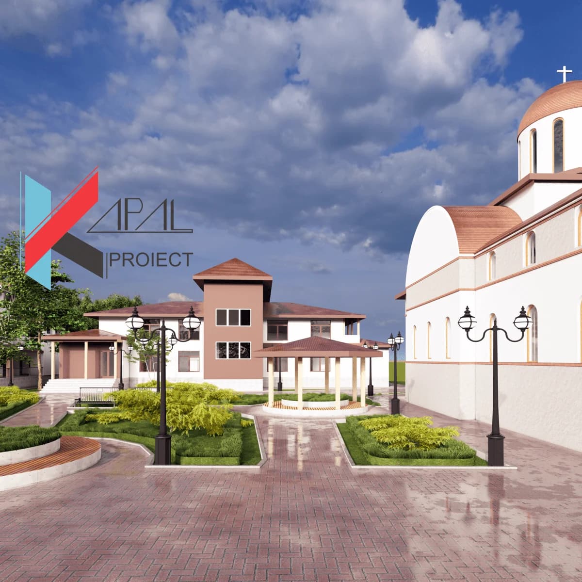 Proiect culte clasic K118 Biserica ortodoxa P+1E Constanta - perspectiva exterioara Kapal Proiect