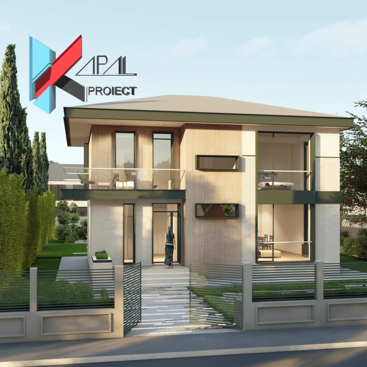 Proiect case modern K119 Locuinta unifamiliala P+1E - fatada principala Kapal Proiect