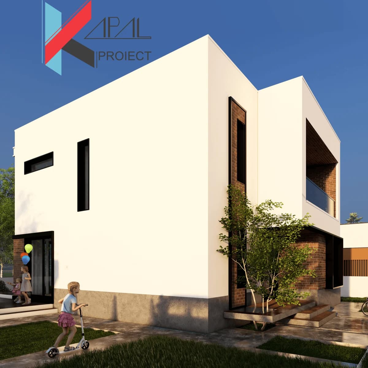 Proiect case modern K127 Locuinta unifamiliala P+1E Constanta - vedere laterala Kapal Proiect