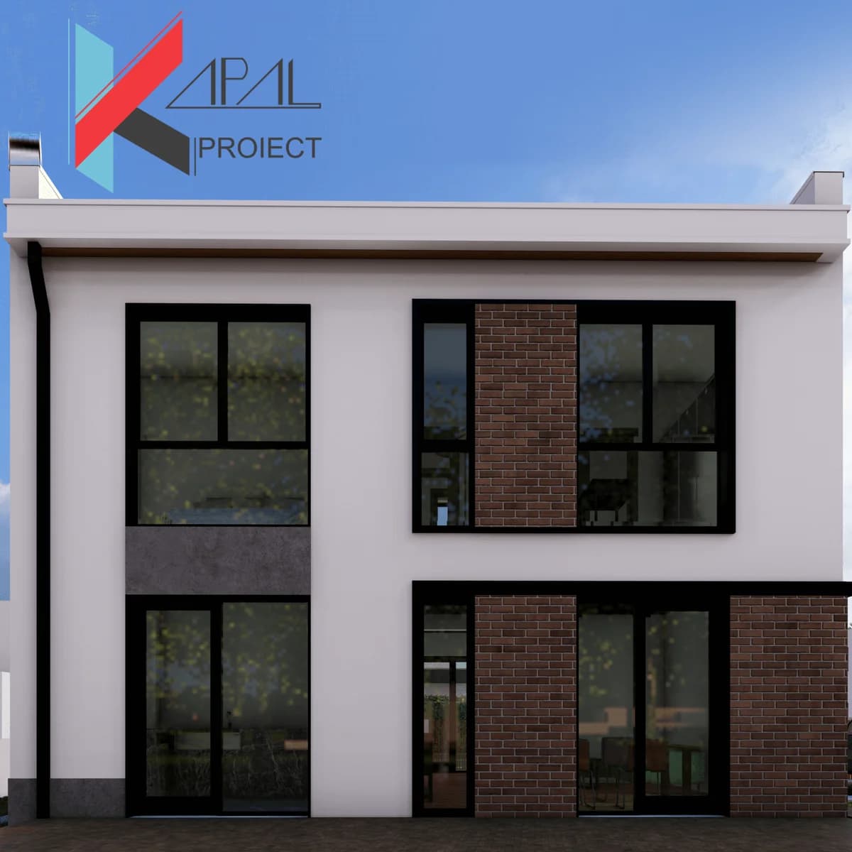 Proiect case modern K127 Locuinta unifamiliala P+1E Constanta - detaliu fatada Kapal Proiect