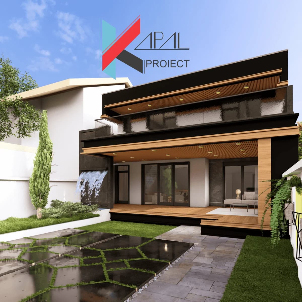 Proiect case modern K130 Locuinta unifamiliala P+1E Constanta - vedere laterala Kapal Proiect