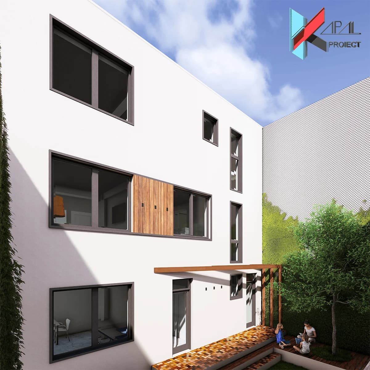 Proiect case modern K135 Locuinta unifamiliala P+2E cu cabinet medical Constanta - detaliu fatada Kapal Proiect