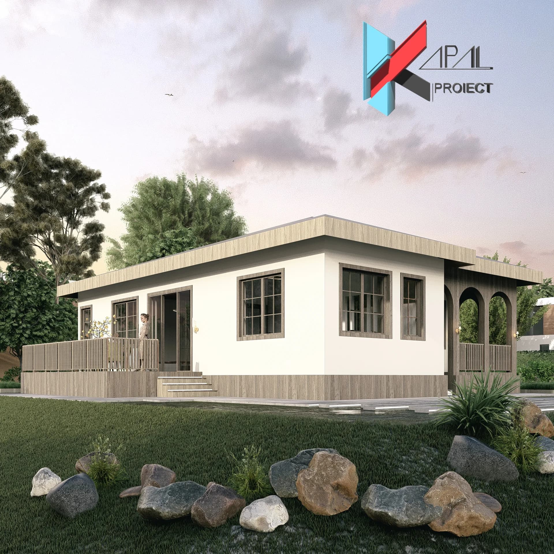 Proiect case modern K168 Locuinta unifamiliala Parter Constanta - vedere laterala Kapal Proiect