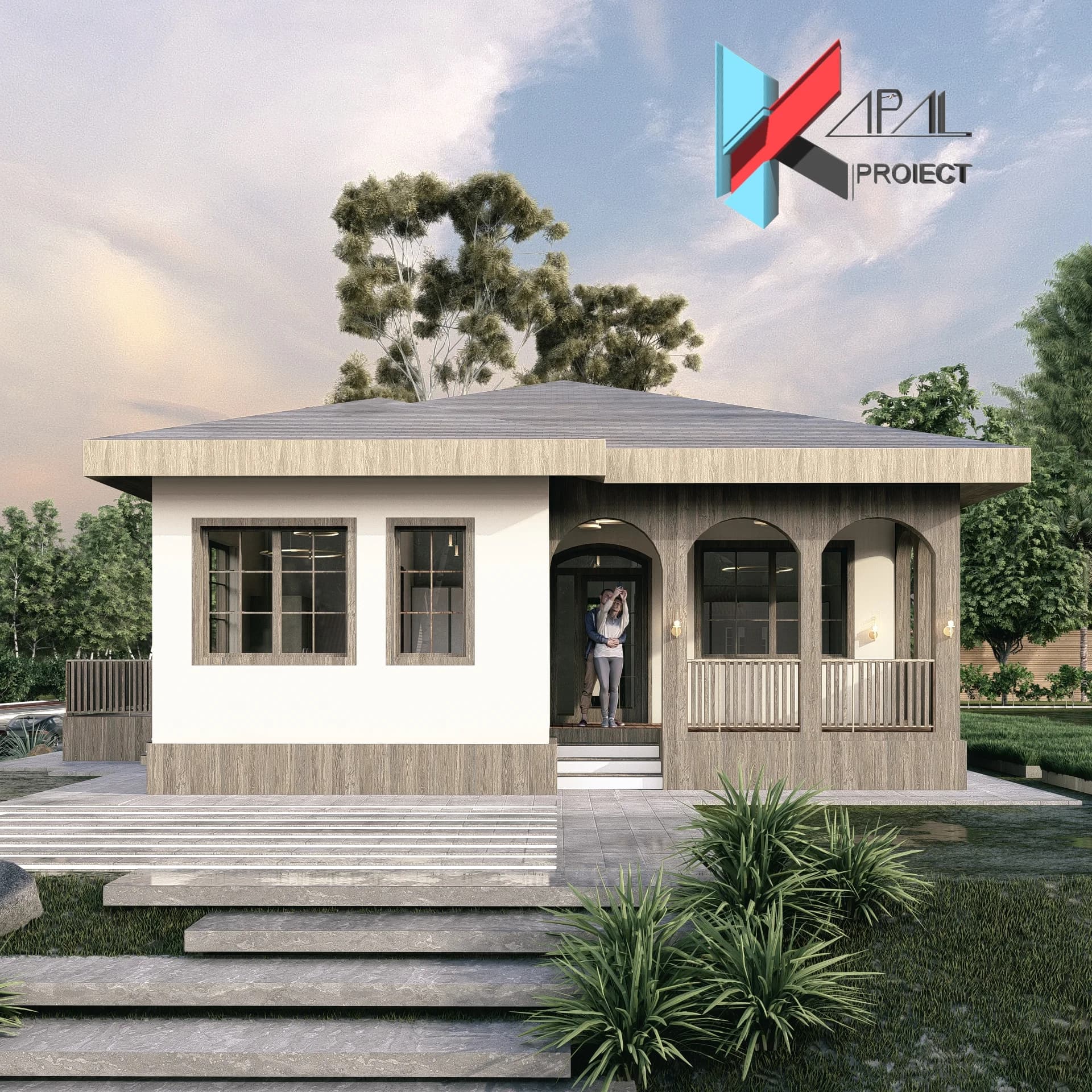 Proiect case modern K168 Locuinta unifamiliala Parter Constanta - vedere spate Kapal Proiect