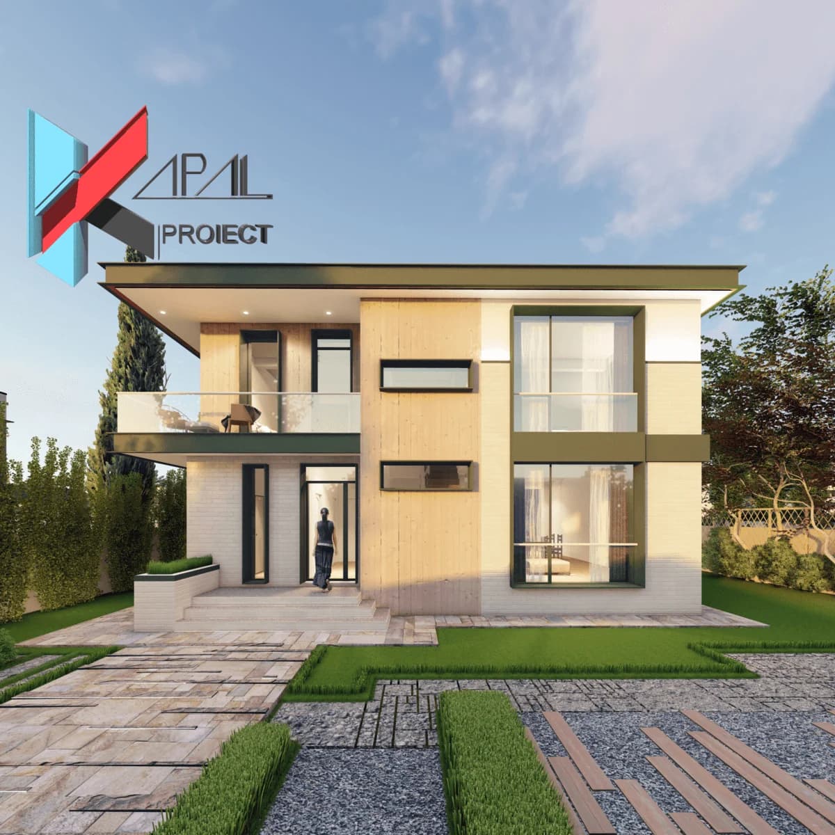 Proiect case modern K119 Locuinta unifamiliala P+1E Constanta - detaliu fatada Kapal Proiect