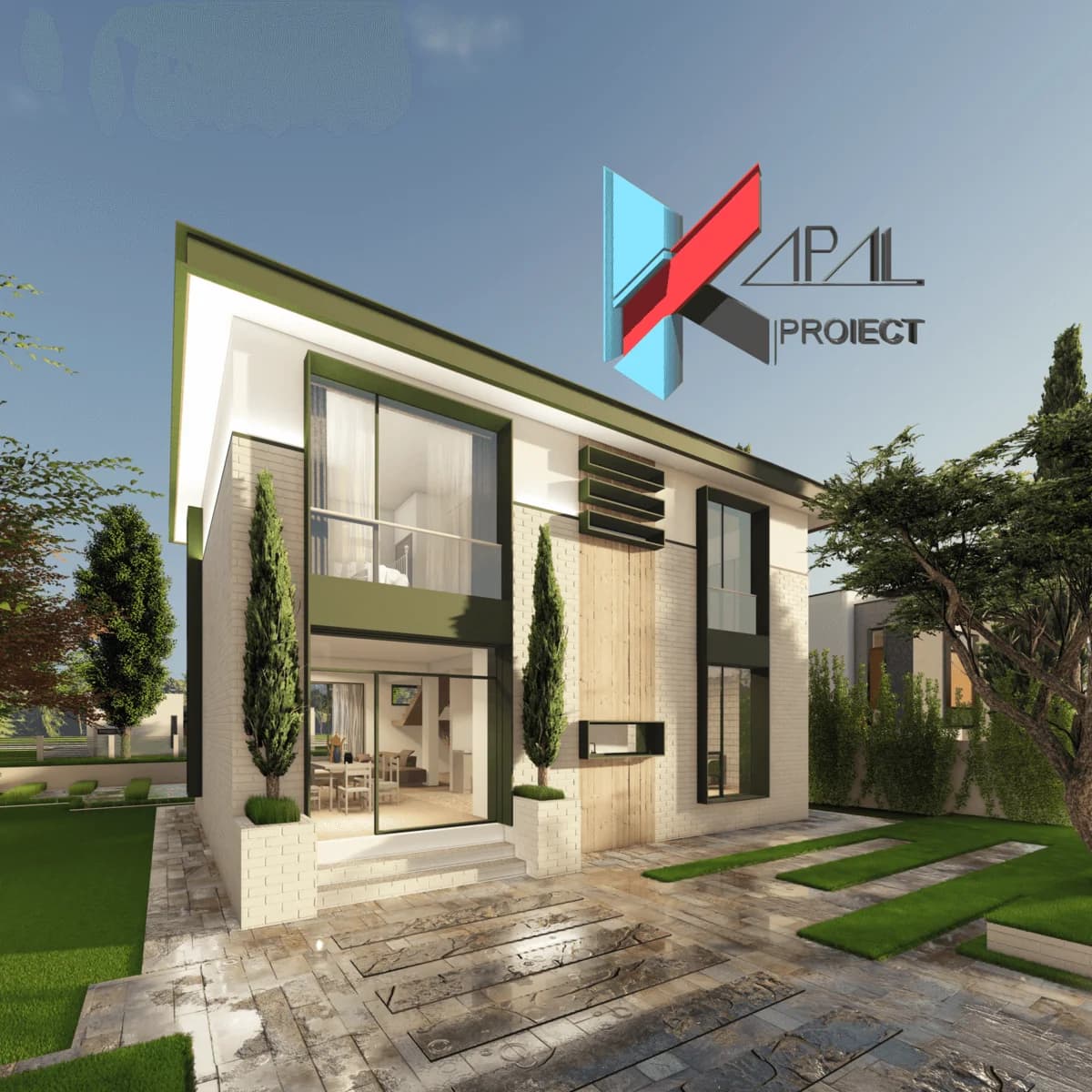 Proiect case modern K119 Locuinta unifamiliala P+1E Constanta - vedere spate Kapal Proiect