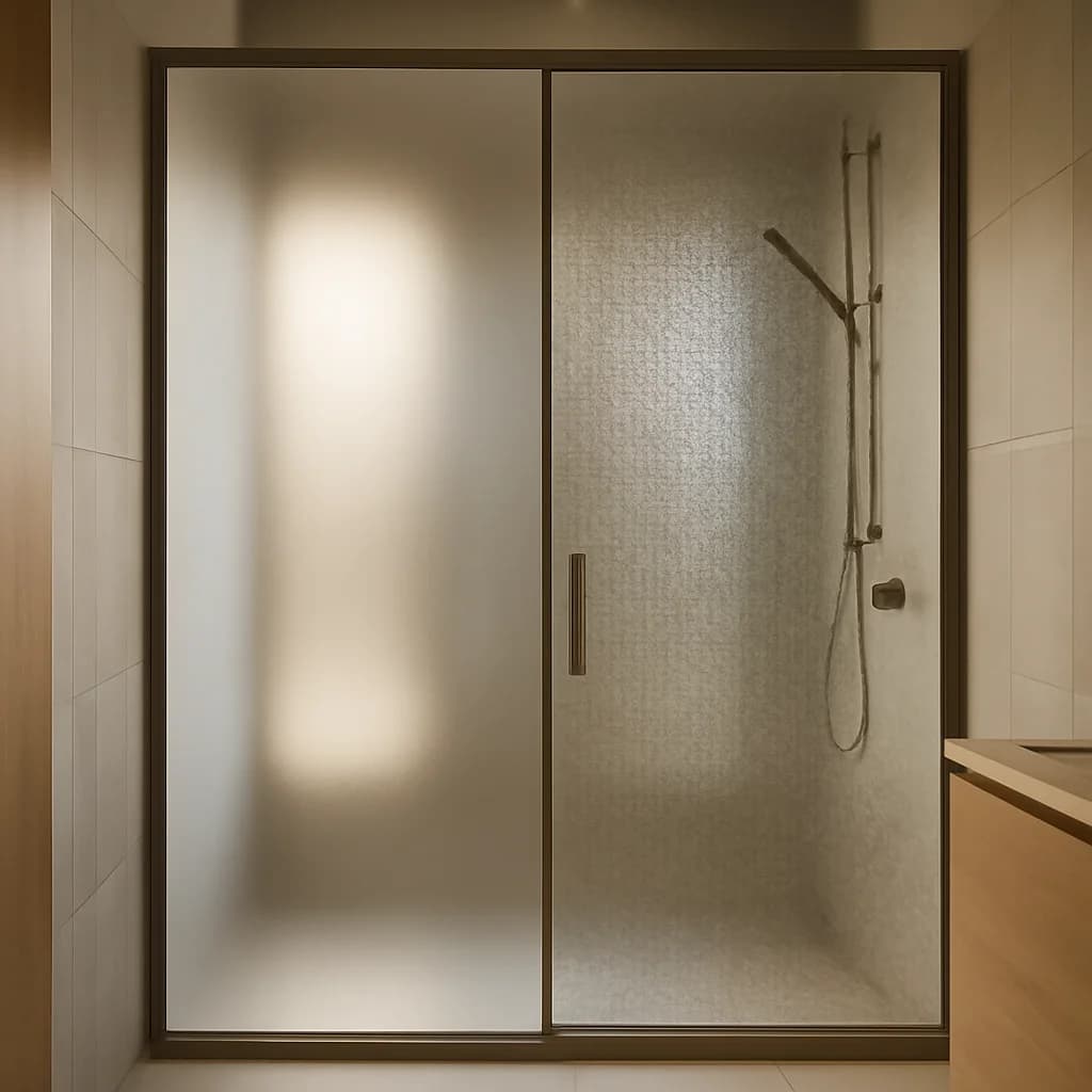 Geam ornamental sau geam sablat pentru baie? — ilustratie design interior | Kapal Proiect
