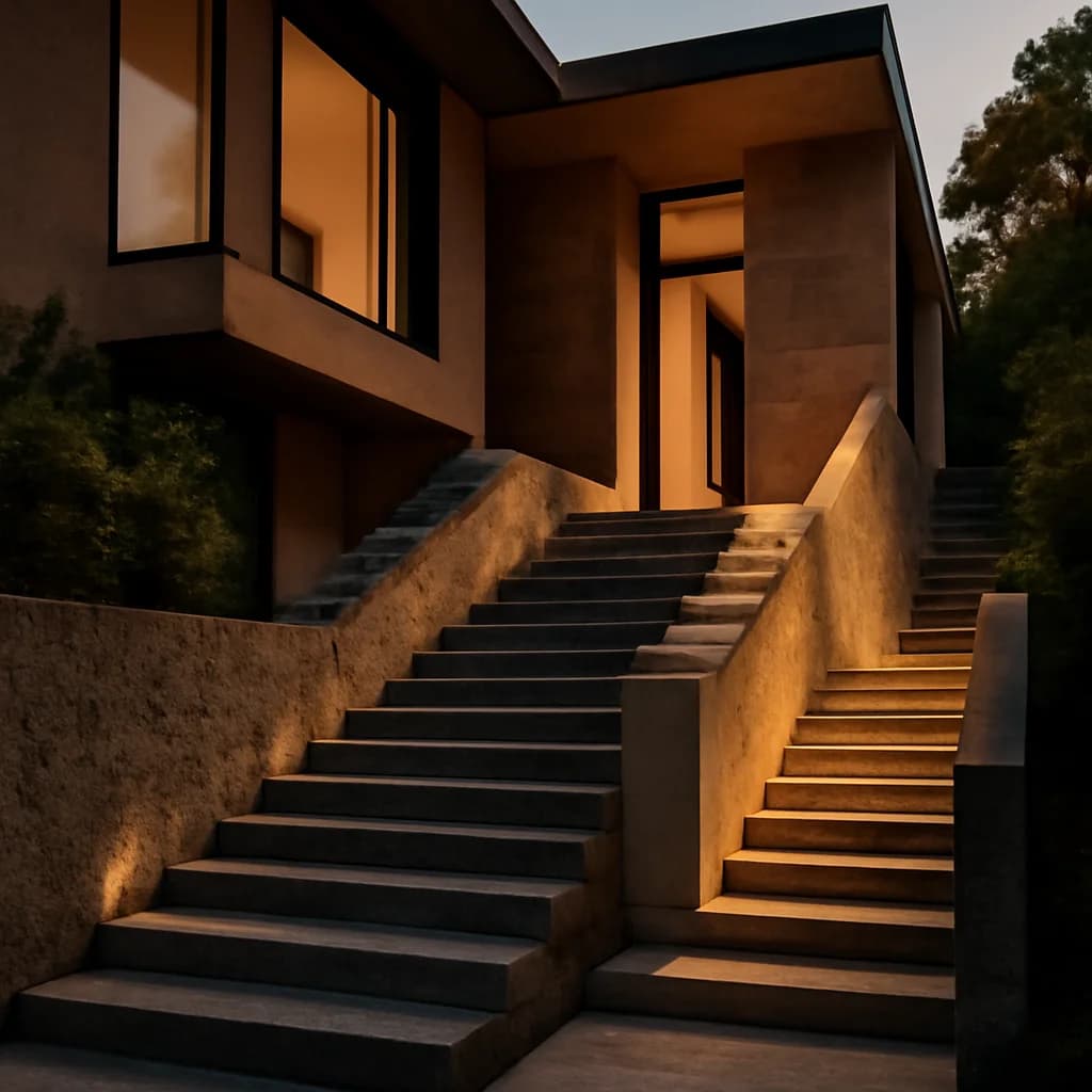 Scări exterioare: piatră naturală sau beton placat?