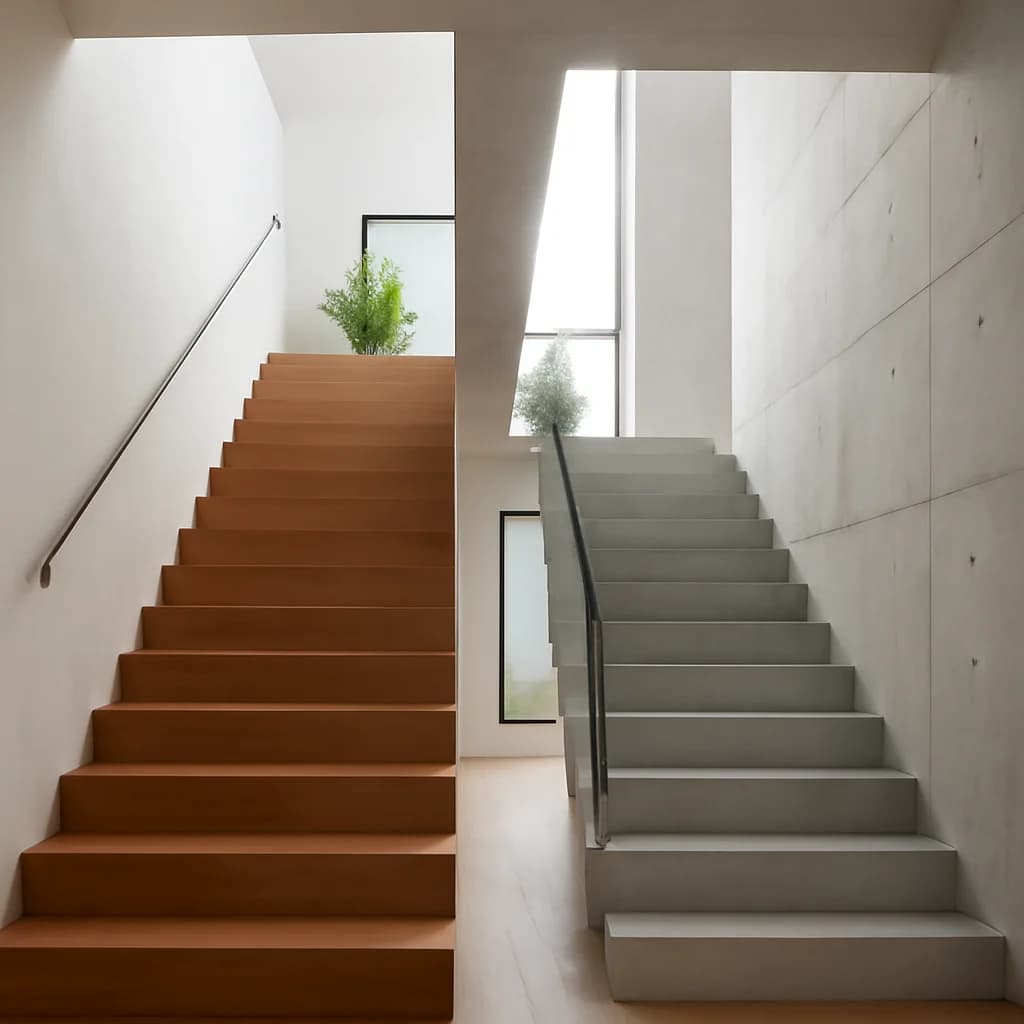 Scară din lemn sau beton placat: cum alegi pentru casa ta — ilustratie design interior | Kapal Proiect