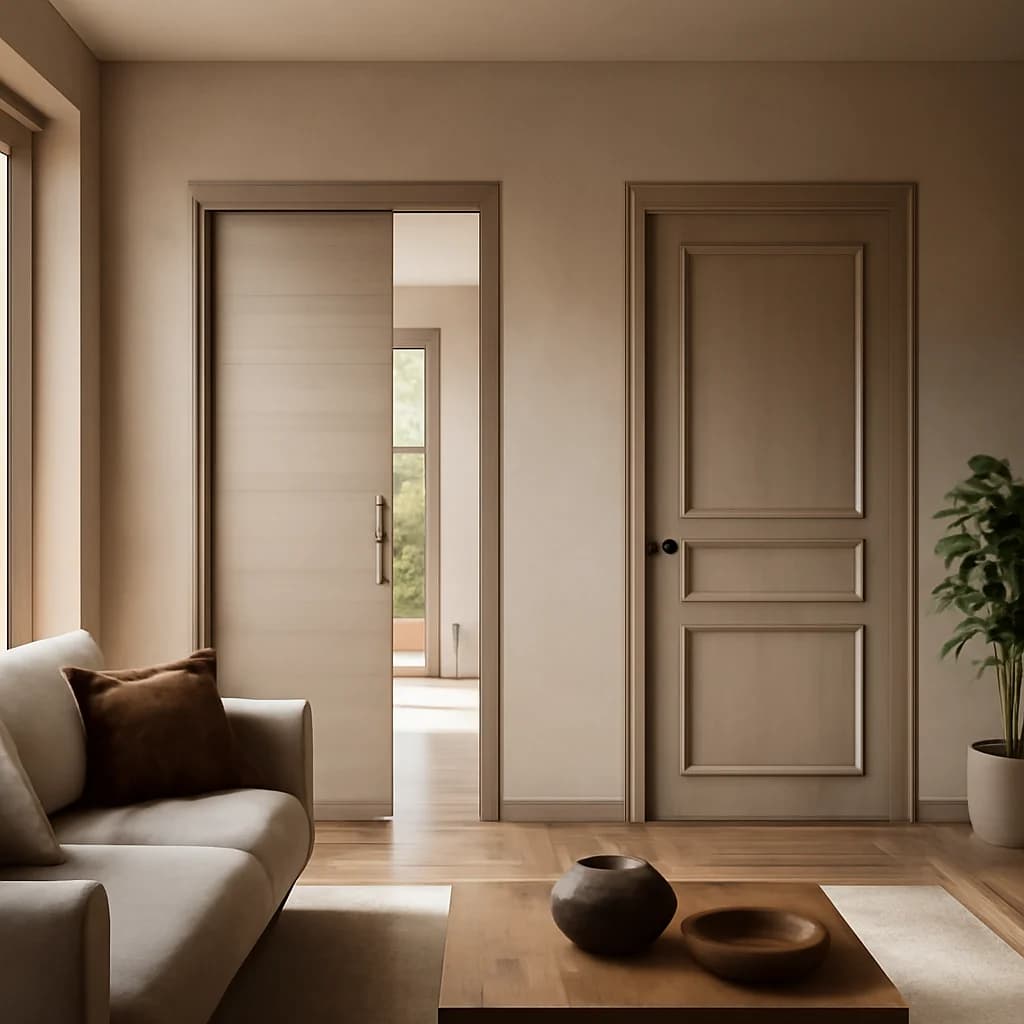 Ușă culisantă sau batantă? Cum alegi pentru interior — ilustratie design interior | Kapal Proiect