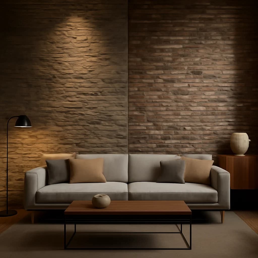 Perete de accent: piatră naturală sau cărămidă decorativă? — ilustratie design interior | Kapal Proiect