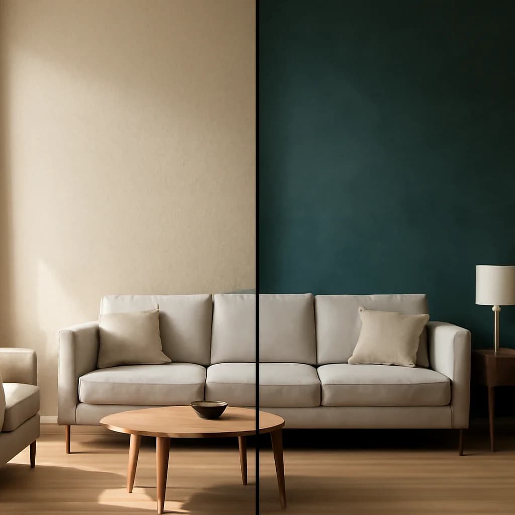 Tapet lavabil sau vopsea decorativă în living: cum alegi — ilustratie design interior | Kapal Proiect