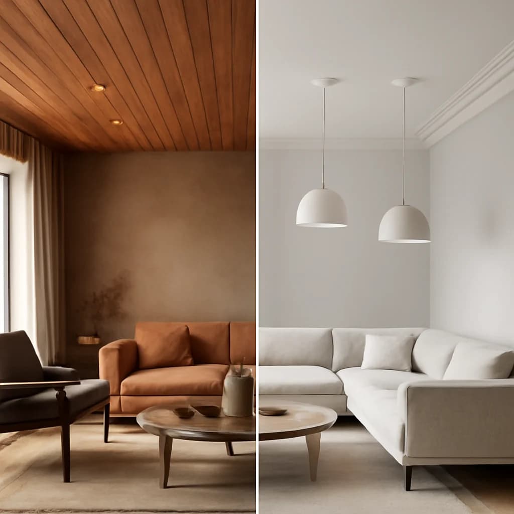 Tavan din lemn sau tavan alb: ce alegi? — ilustratie design interior | Kapal Proiect