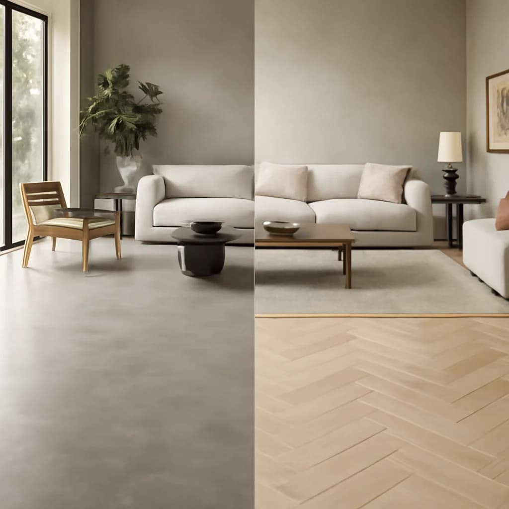 Microciment, beton polizat sau plăci ceramice: ce aleg?