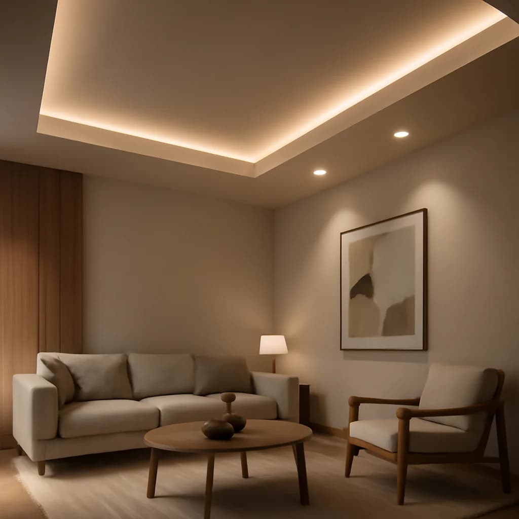Benzi LED sau spoturi încastrate? Cum aleg iluminatul ascuns în tavan — ilustratie design interior | Kapal Proiect
