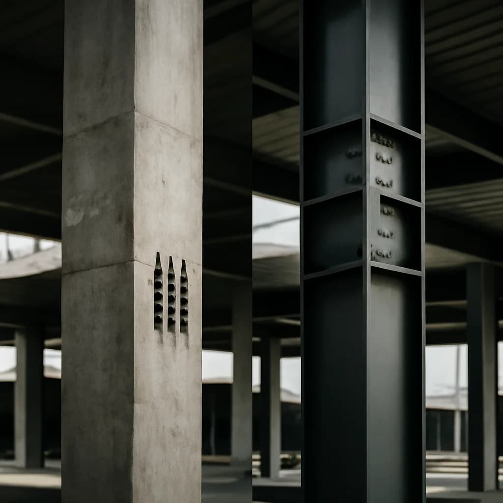 Stâlpi din beton armat sau metalici: cum alegi corect — ilustratie materiale construcții | Kapal Proiect