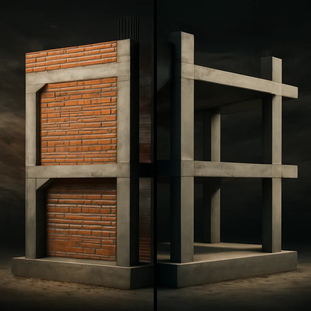 Zidărie confinată sau cadre din beton armat — ilustratie construcții | Kapal Proiect